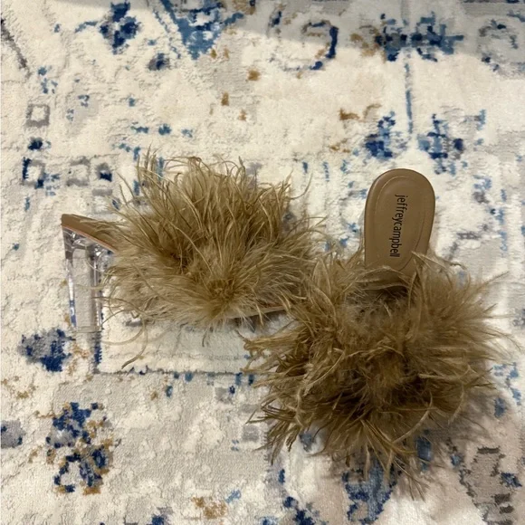 Jeffrey Campbell Brown/Taupe Feathered Heels - Picture 3 of 6